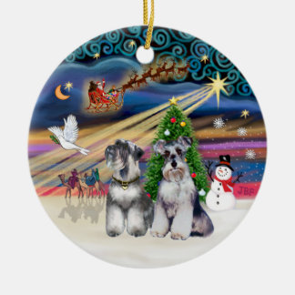 Xmas Magic - Schnauzers (Zwei) Keramik Ornament
