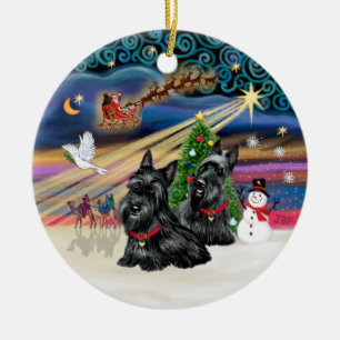 Xmas Magic - Scotties (ZWEI) Keramik Ornament