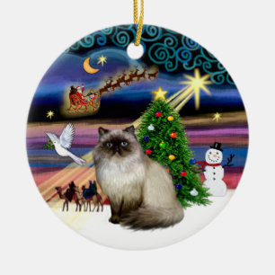 Xmas Magic - Seal Point Himalayan 7 Keramik Ornament