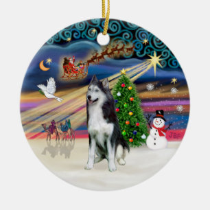 Xmas Magic - Sibirischer Husky 2 Keramik Ornament