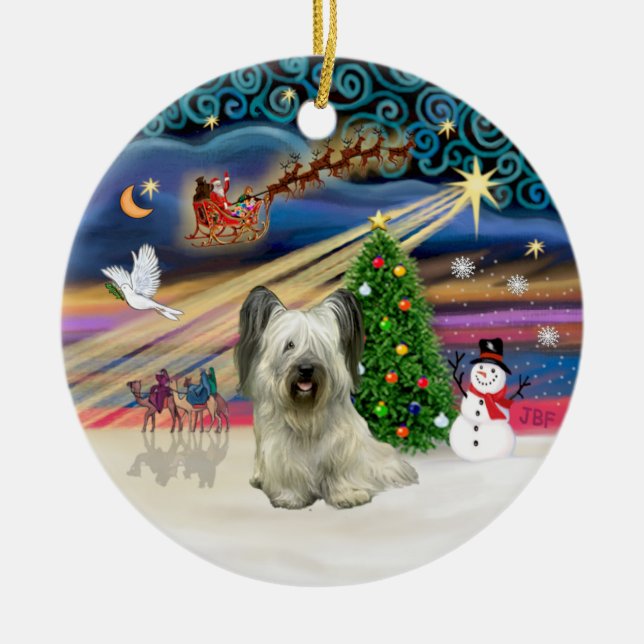 Xmas Magic - Skye Terrier (hell) Keramik Ornament (Vorne)