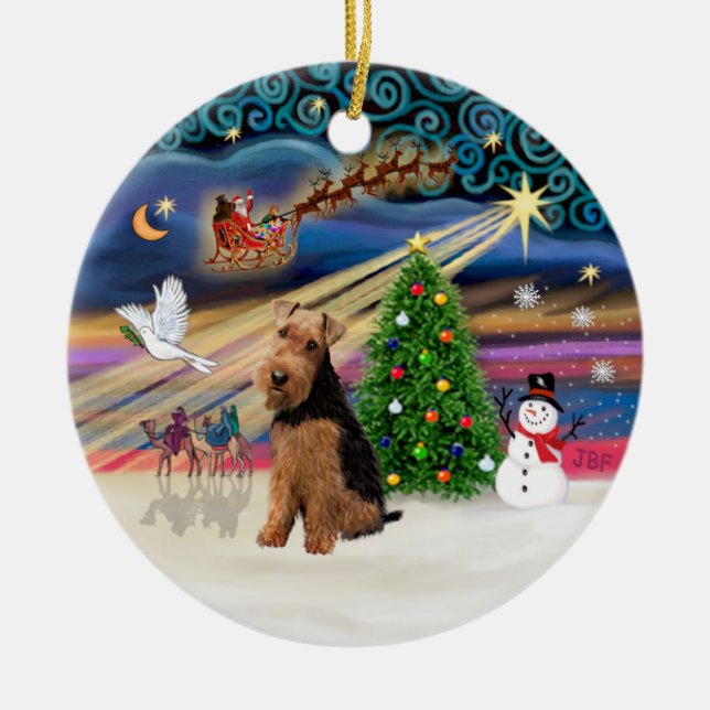 Xmas Magic - Welsh Terrier Keramikornament (Vorne)