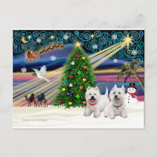 XMAS MAGIC-WestiePAIR5and8 Feiertagspostkarte