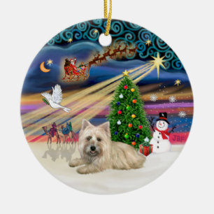 Xmas Magic - Wheaten Cairn Terrier #4 (liegen) Keramikornament