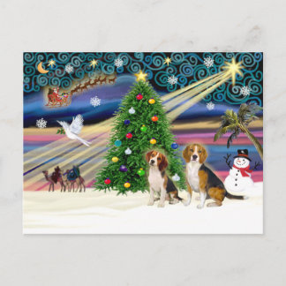 Xmas Magie-Beagle Feiertagspostkarte