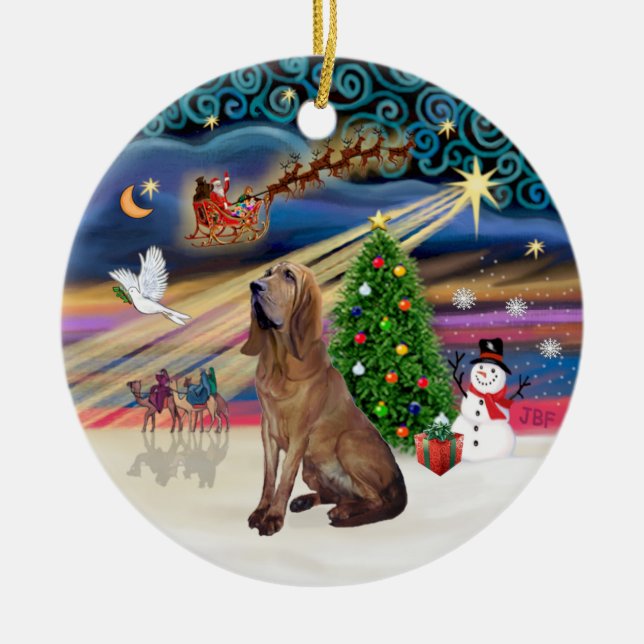 Xmas Magie - Bluthund Keramik Ornament (Vorne)