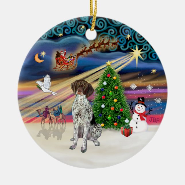 Xmas Magie - Deutscher Kurzer Haarbild Keramik Ornament (Vorne)