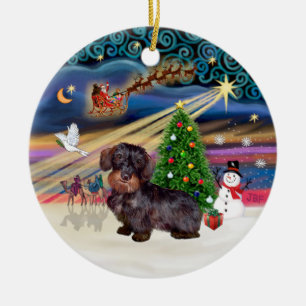 Xmas-Magie - Drahthaar-Dackel Keramikornament