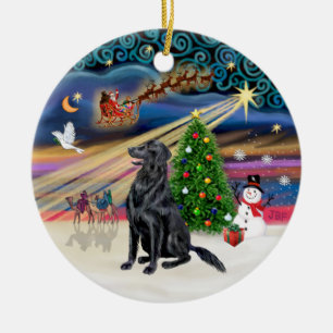 Xmas Magie - flach überzogener Retriever Keramikornament