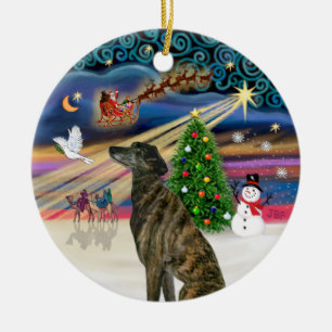 Xmas Magie - Grauschwanz in Brindle Keramikornament