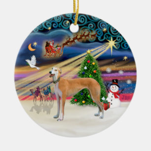 Xmas Magie - Hellrotes Greyhound Keramik Ornament