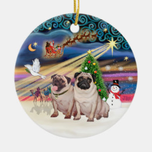 Xmas Magie - Mops (Zwei Fingern 2) Keramikornament