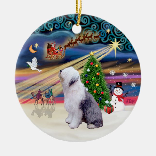 Xmas Magie - Old English Sheepdog 1 Keramik Ornament (Vorne)