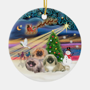 Xmas-Magie - Pekingese (Drei) Keramik Ornament