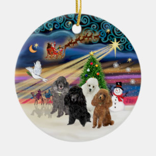 Xmas-Magie - Pudel (VIER SPIELZEUGE) Keramikornament