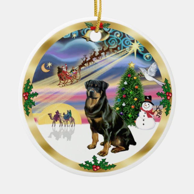 Xmas Magie - Rottweiler 3 Keramik Ornament (Vorne)