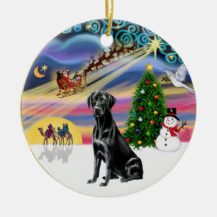 Xmas Magie - Schwarzes Labor Keramik Ornament