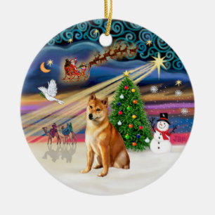 Xmas-Magie - Shiba Inu 7 Keramik Ornament