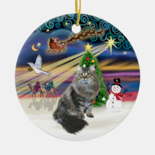 Xmas Magie - sibirische Katze Keramikornament