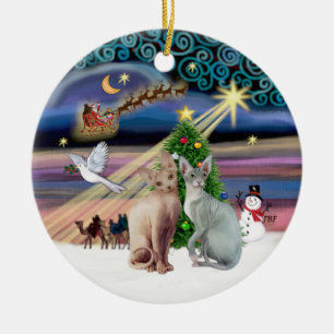 Xmas Magie - Zwei Sphynxkatzen Keramikornament