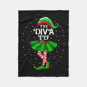 Xmas Matching Family Girls Mama Diva Elf Fleecedecke
