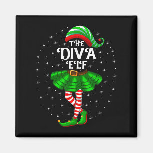 Xmas Matching Family Girls Mama Diva Elf Magnet