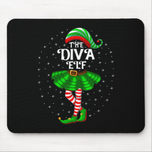 Xmas Matching Family Girls Mama Diva Elf Mousepad