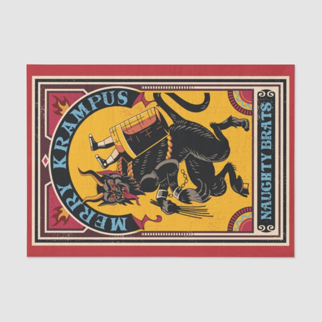Xmas Merry Krampus Naughty Brats Circus Poster Seidenpapier (Vorderseite)