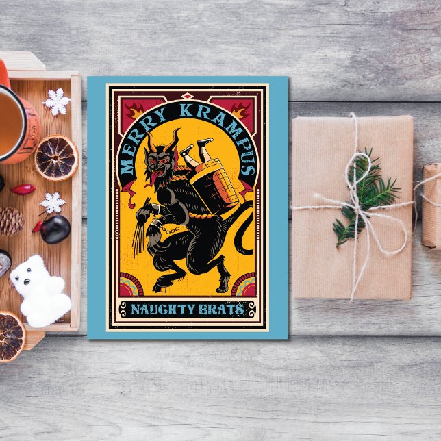 Xmas Merry Krampus Naughty Brats Circus Style Magnetkarte (Von Creator hochgeladen)