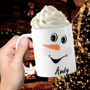 Xmas mignonne Custom Snowman heureux face tasse de