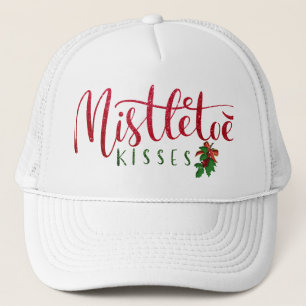 Xmas Mistletoe Kiss Einzigartiger Glitzer Weihnach Truckerkappe