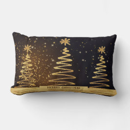 Xmas Moderner Luxus elegante Bäume schwarz und gol Lendenkissen