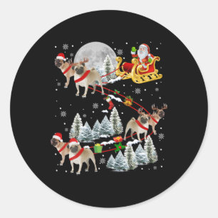 Xmas-Mops-Schlitten Weihnachts-Schlitten Santa-Hun Runder Aufkleber