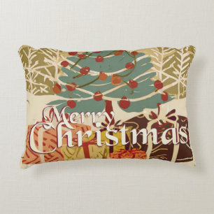 Xmas Motif, mit Geschenken unter dem Weihnachtsbau Dekokissen
