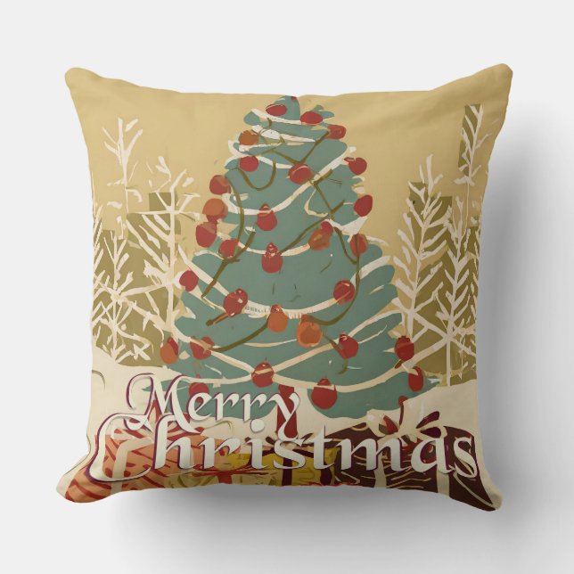 Xmas Motif, mit Geschenken unter dem Weihnachtsbau Kissen (Vorderseite)