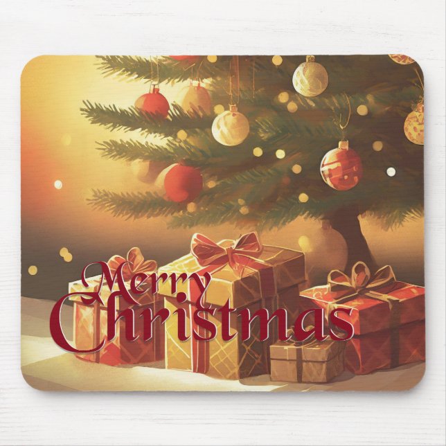 Xmas Motif, mit Geschenken unter dem Weihnachtsbau Mousepad (Vorne)