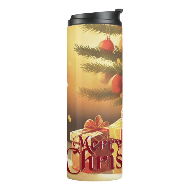Xmas Motif, mit Geschenken unter dem Weihnachtsbau Thermosbecher (Nach links gedreht)