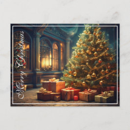 Xmas Motif mit Geschenken unter dem Weihnachtsbaum Feiertagspostkarte