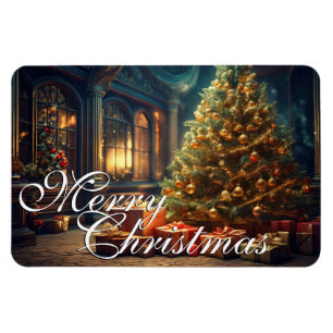 Xmas Motif mit Geschenken unter dem Weihnachtsbaum Magnet