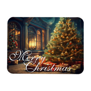 Xmas Motif mit Geschenken unter dem Weihnachtsbaum Magnet