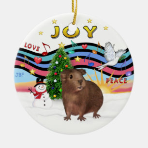 Xmas Music 1 - Braune Guinea - Mädchen #3 Keramik Ornament