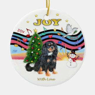 Xmas Music 1 - Cavalier (Black and Tan) Keramik Ornament