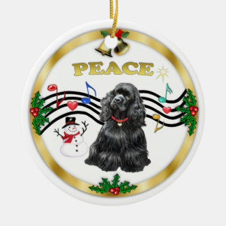Xmas Music 1 - Peace-Black Cocker Keramikornament