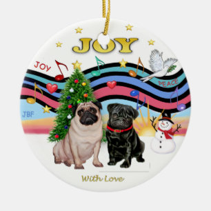 Xmas Music 1 - Zwei Möpsen Keramikornament