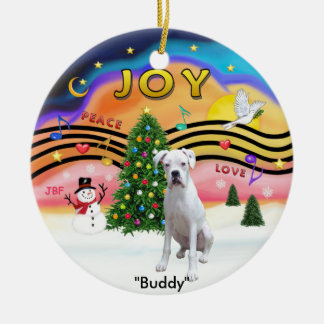 Xmas Music 2 - Boxer (White-nat.) Keramik Ornament