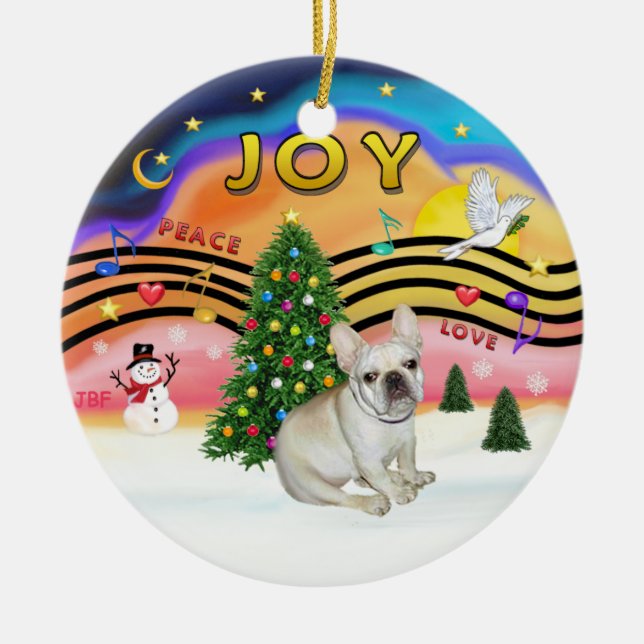 Xmas Music 2 - French Bulldog (fawn) Keramikornament (Vorne)