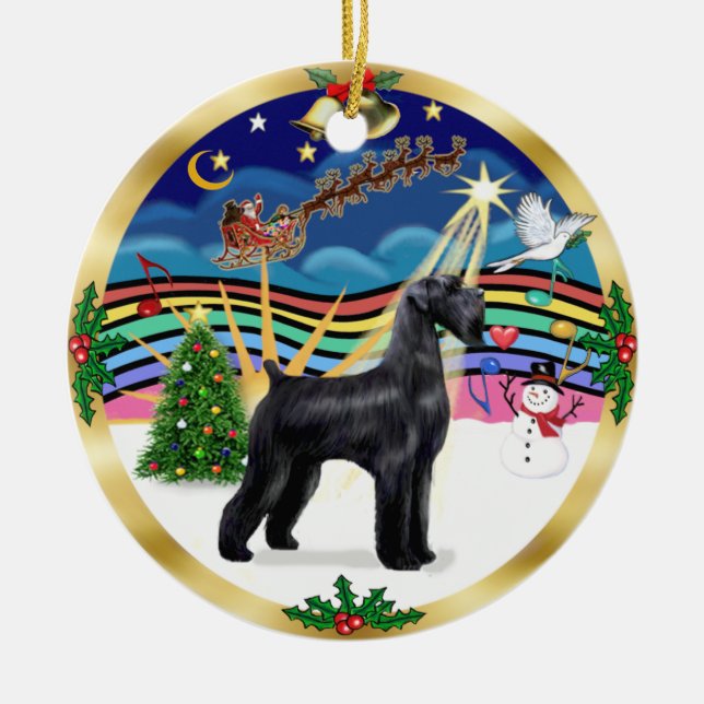 Xmas Music 3 - Black Riant Schnauzer Keramikornament (Vorne)