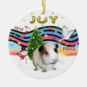 Xmas Musik 2 - Braunes Meerschweinchen #1 Keramikornament