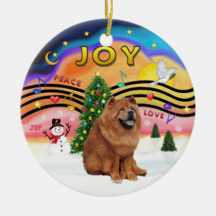 Xmas Musik 2 - Chow Chow (rot) Keramikornament