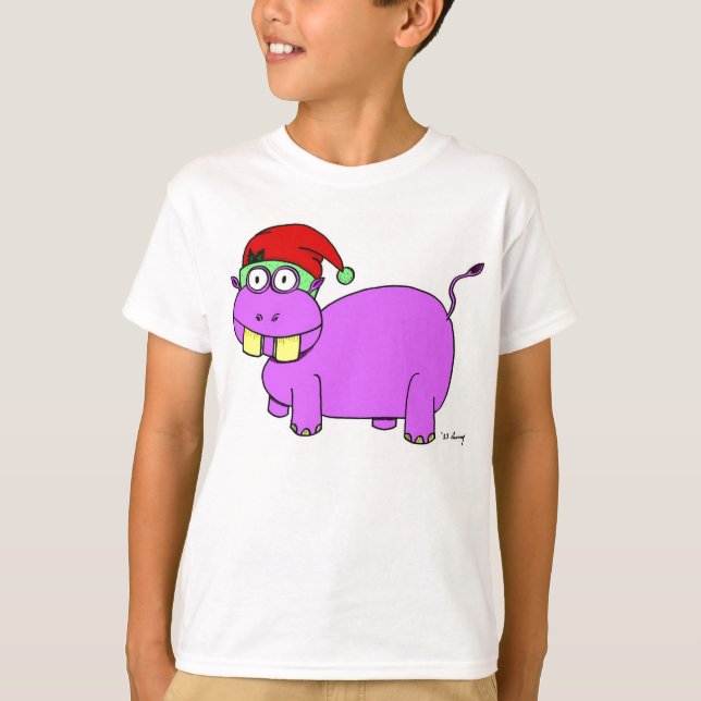 Xmas Nilpferd Kinder Shirts (Vorderseite)
